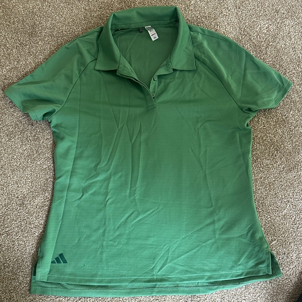 Adidas Green Short-Sleeve Golf Polo Shirt